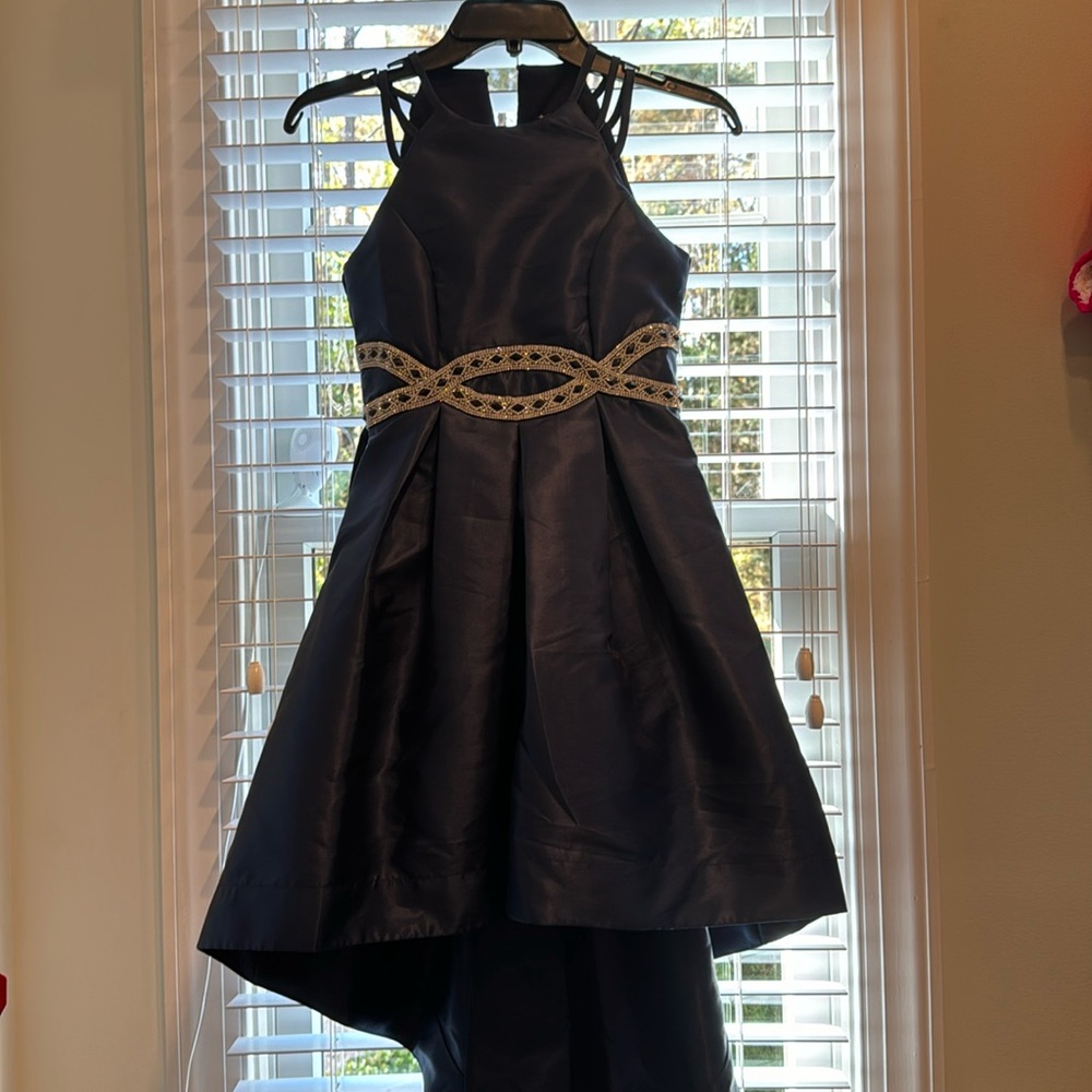BNWT GIRLS SZ 12 hi-low formal dress Navy